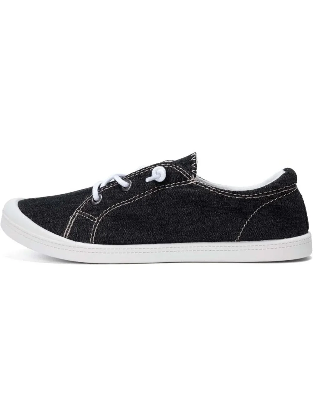 Women's Black Comfortable Lace-Up Flat Breathable Walking Casual Sneakers